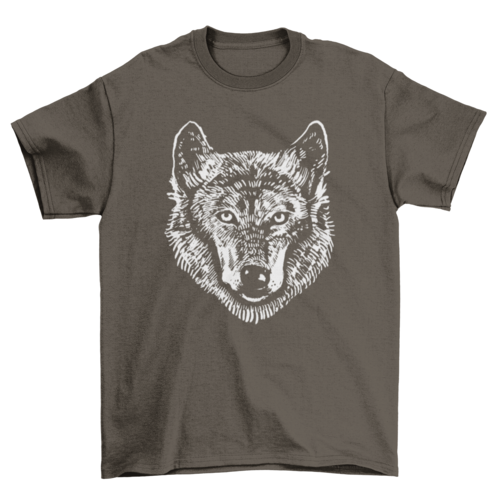 Cool Monochrome wolf illustration t-shirt