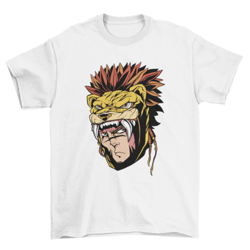 Aztec warrior man with tiger t-shirt