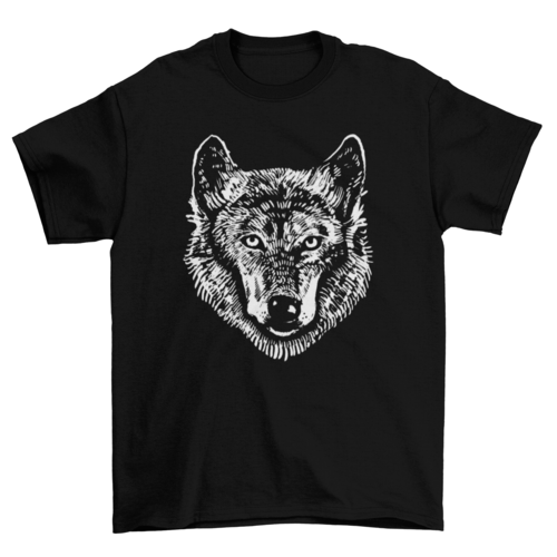 Cool Monochrome wolf illustration t-shirt
