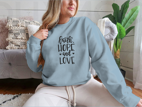 Faith Hope And Love Christian Quotes Hand Drawn Typography Poster Or